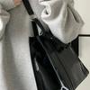 Large Capacity PU Leather Shoulder Bag College Student Large Handbag Black Tote Bag  Girls Gift