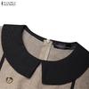 ZANZEA Women Casual Doll Collar Summer Short Sleeve Elegant A-line Dress