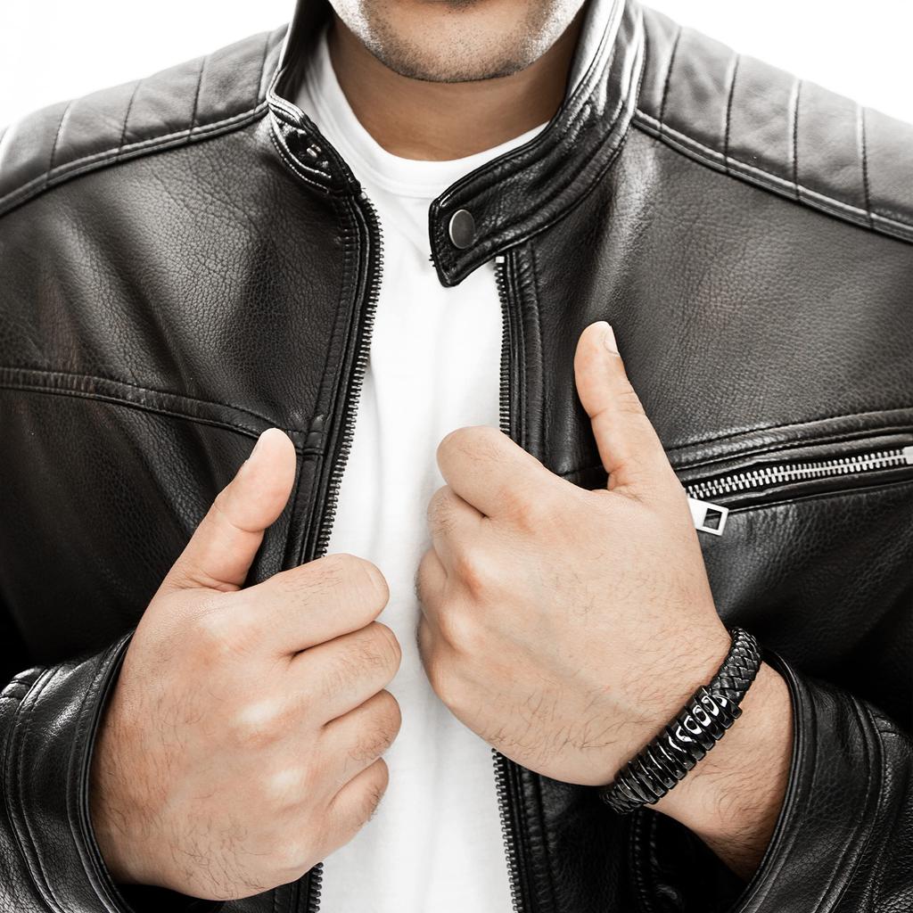 SERASAR Armbånd gutter 17cm svart armbånd lærarmbånd lærarmbånd armbånd arm smykker lærsmykker smykker armbånd flettet armbånd