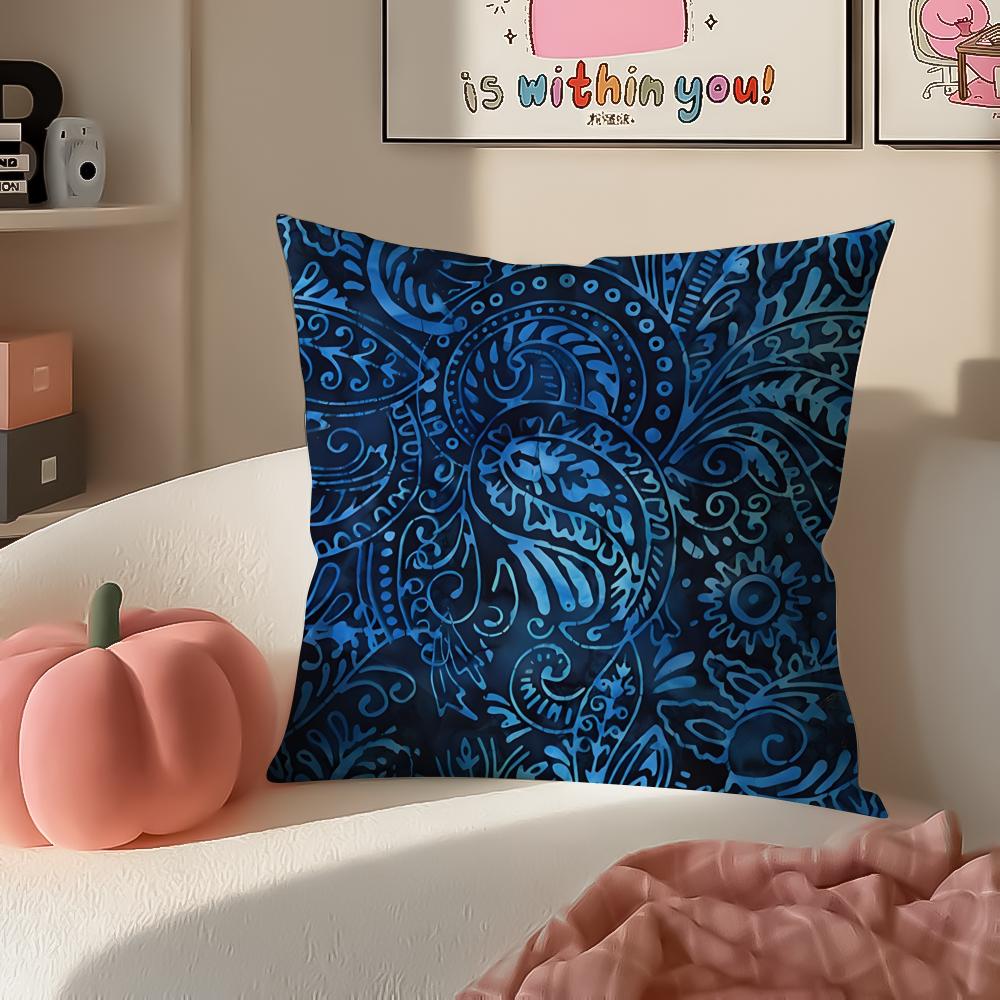 Vibrant Intricate Indonesian Art BBadik Indonesia Cushion Cover Pillowcase Short Plush Invisible zipper Room Sofa Cushion Cover