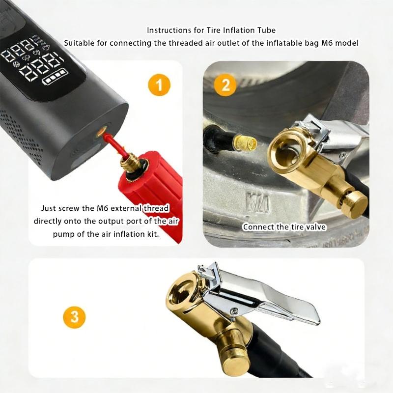 Car Tire Inflator Hose Inflatable Air Pumps Extension Tube Adapter Twist Tyre Connection Locking Air Chuck