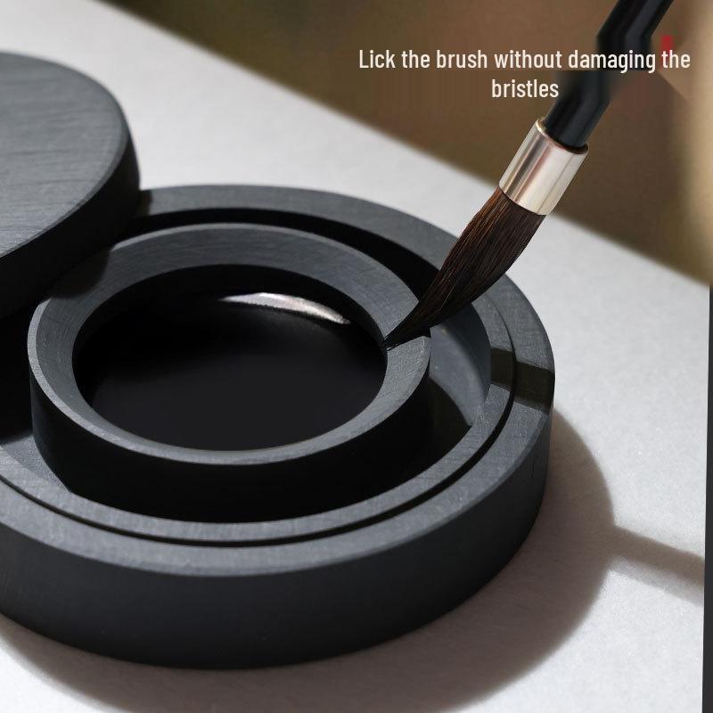 Upgraded Hot Pot Inkstone with Lid - Double Circle Design for Enhanced Moisture Retention and Non-Drying Ink.