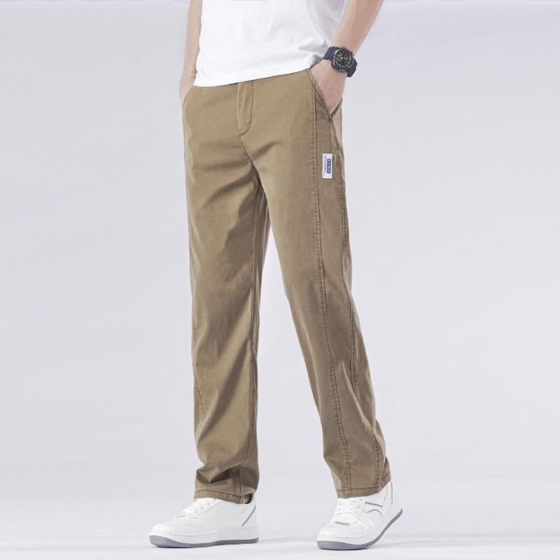 

Spring and Summer New Tencel Slick Casual Pants Men s Loose Straight Wide-leg Business Men s Trousers M