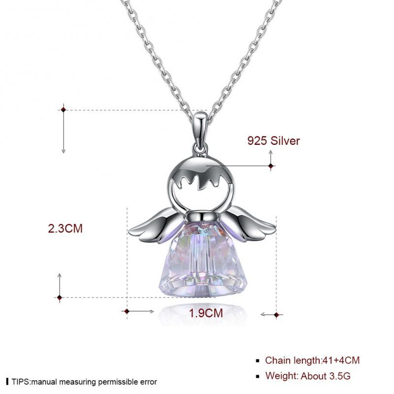Austrian Crystal Angel Pendant Necklace O Chain Fashion Jewelry Women