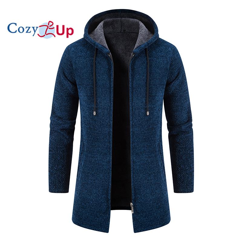 

Уютный утолщенный бархатный мужской вязаный свитер на осень и зиму, мужское пальто, кардиган средней длины, свитер 4XL синий