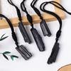 Natural Black Tourmaline Crystal Pendant – Simple, Versatile Sweater Chain