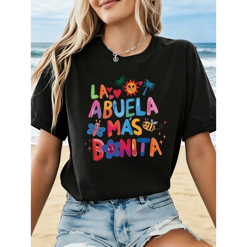 Plus Size, Plus Size Women's Spanish "La Abuela Más Bonita" Grandma T-Shirt - Cute Grandmother Role Print