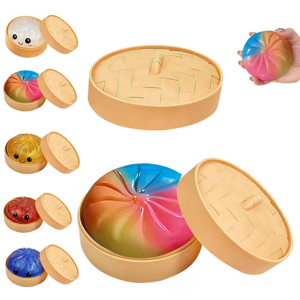 Fun Glitter Dumpling, Glitter Dumpling Squishy Box Dumplings Squishy Anxiety Relief Fidget Soft Squeeze Decompression Dough