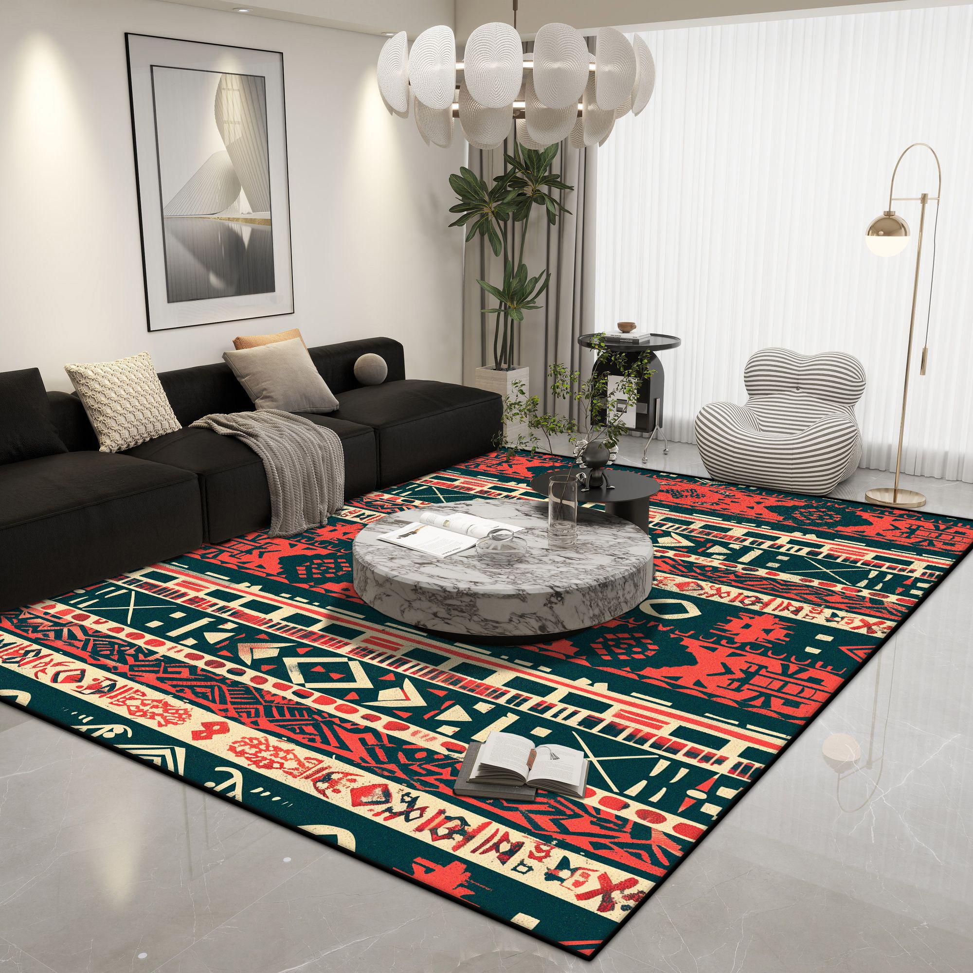 

Bohemian Style Antiskid Room Decoration Aesthetic Bedroom Carpet Soft Foldable Living Room Rugs Easy Cleaning Entrance Door Mat 60x90cm