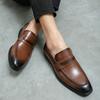 Men Brown Loafers Thick Sole Platform Height Increase Black Classic Business Office Dress Prom Tuxedo Party Shoes
