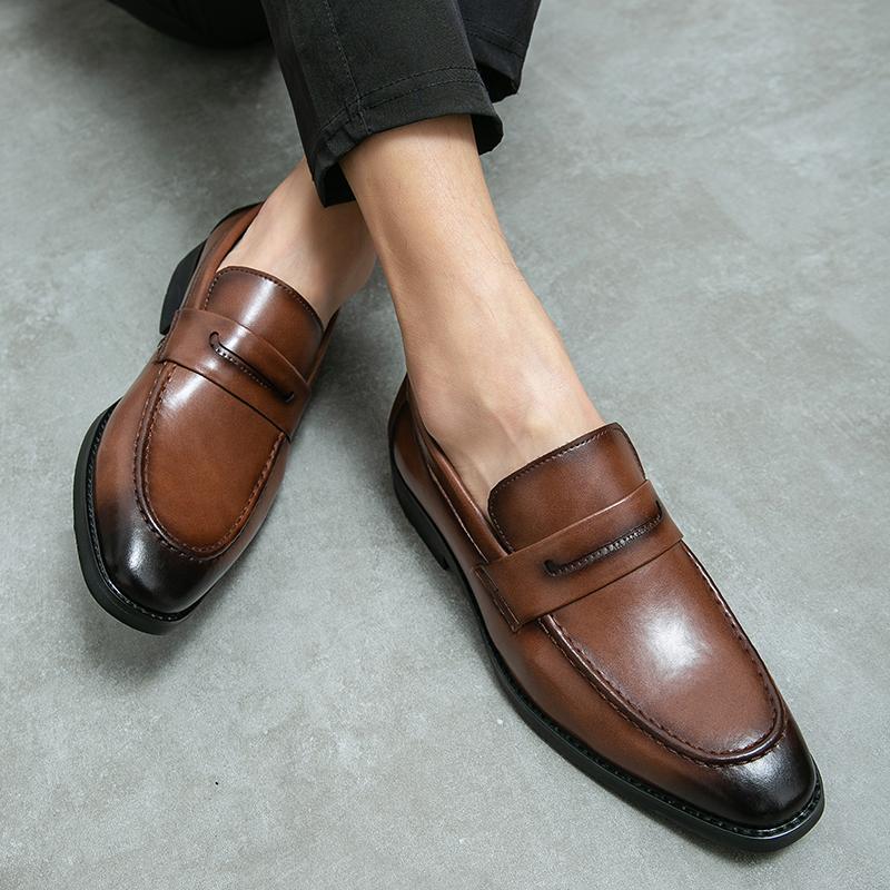 Men Brown Loafers Thick Sole Platform Height Increase Black Classic Business Office Dress Prom Tuxedo Party Shoes