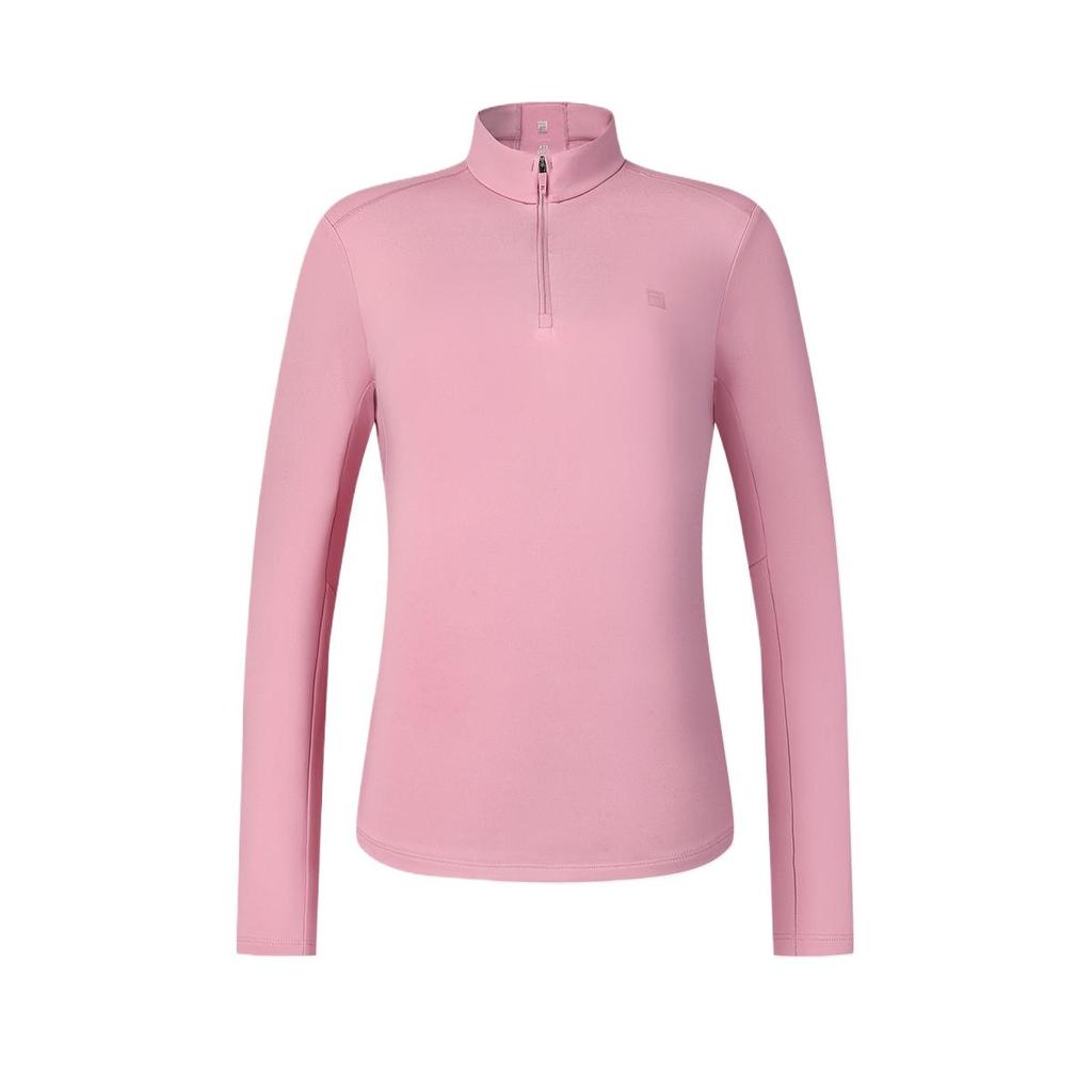 Fila X BBC EARTH Explore Series Comfortable Soft Stand Collar Long Sleeve Regular T-Shirt Women Tops Purple Pink A11W447202F-PK