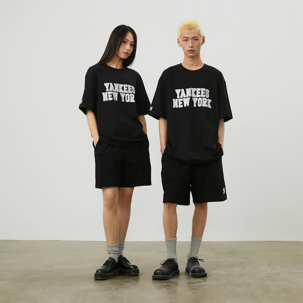 New MLB New York Yankees Drop Shoulder Sleeve T-Shirt Unisex Black 3ATSV0643-50BKS