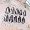 30 Pcs Pure Black Medium Almond Cat Eye Wearable Nail Strips - Special Hot Style Manicure