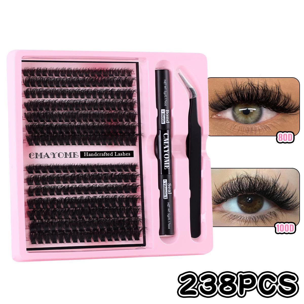 D Curl Cluster Lash Set: 280 Segmented Dense Curly Individual Eyelashes