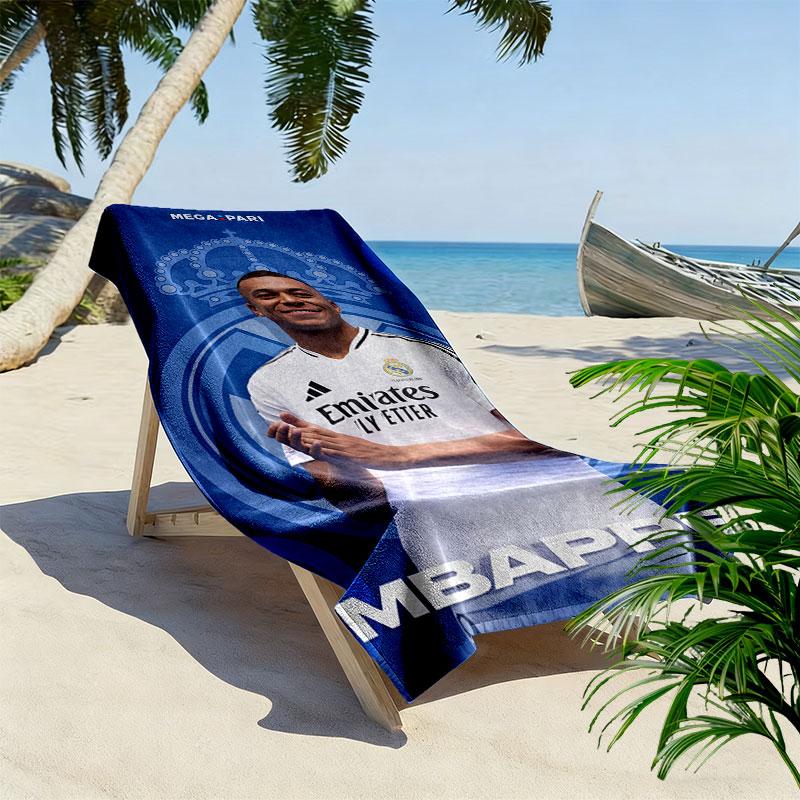 Asciugamano da Spiaggia Stella Kylian Mbappé, Asciugamano Grande Morbido Asciugatura Rapida per Spiaggia Campeggio Nuoto