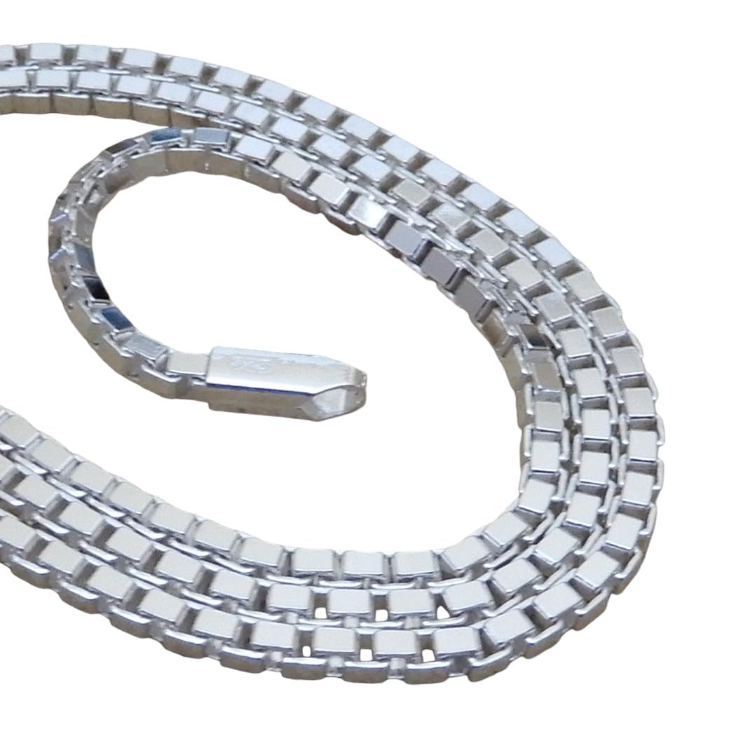 Sterling Silver 925 Venetian Silver Thick Box Necklace [100-point market] Men s Necklace, Chain, Men s Necklace, 2.5mm Chain, 55cm,