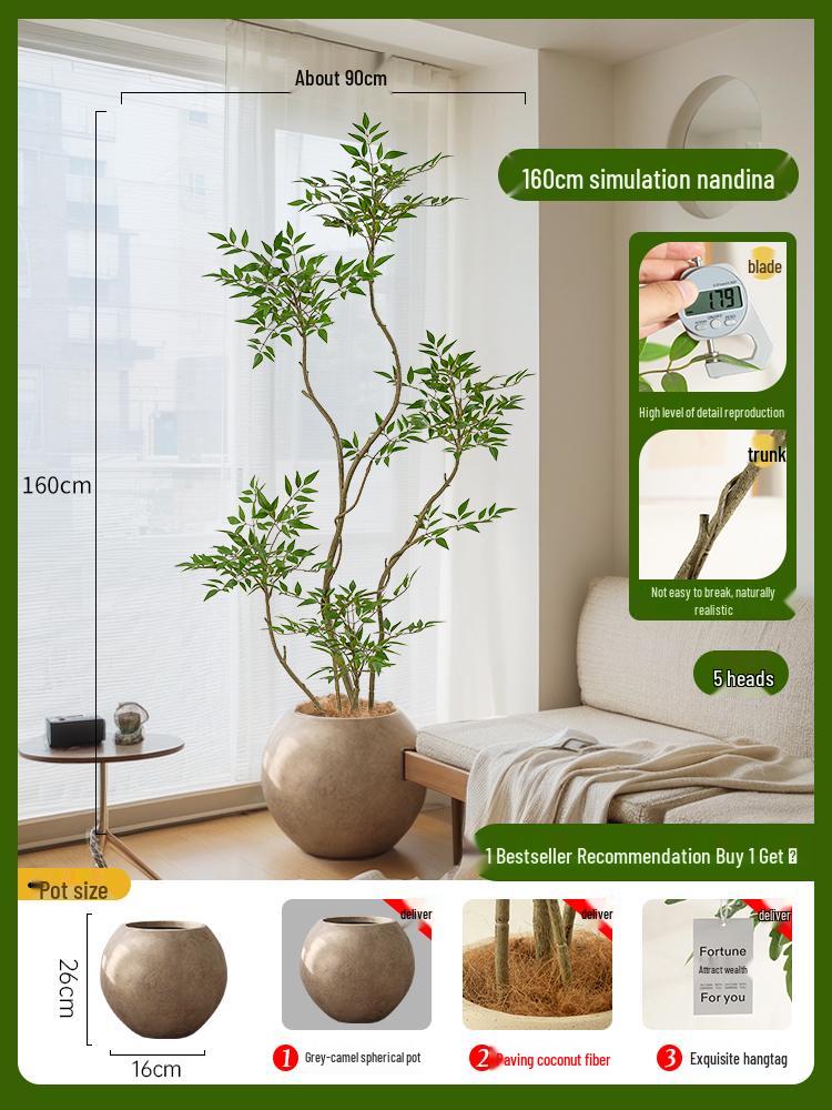 Nandina Bionics Artificial Tree: Elegant Indoor Decor, Large Potted Floor Plant