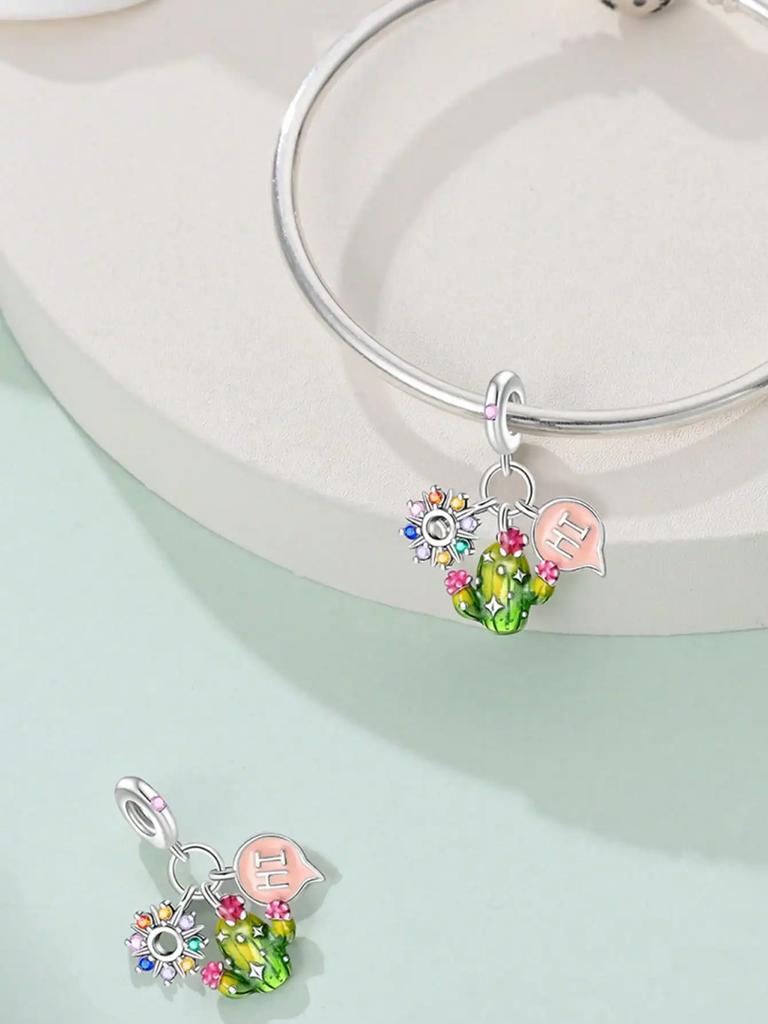 Copper Plated Original Charms Daisy Cactus Flower Beads Fit Bracelet Women'S Jewelry Gift