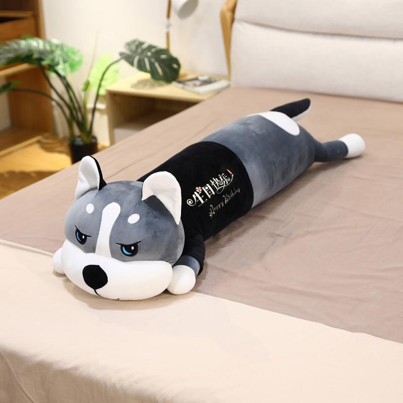Kreatywna Lalka Husky do Przebierania Pluszowa Zabawka Leżący Pies Lalka Erha Poduszka do Spania Dla Dziewczynek