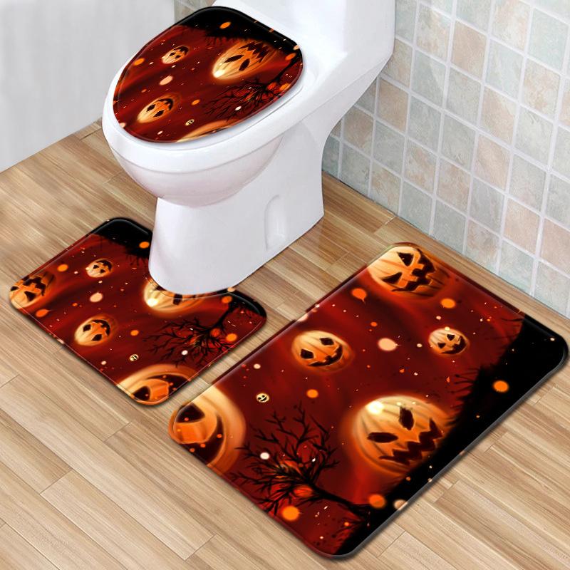 Halloween Toilet Three-Piece Floor Mat Bathroom Three-Piece Carpet Doormat