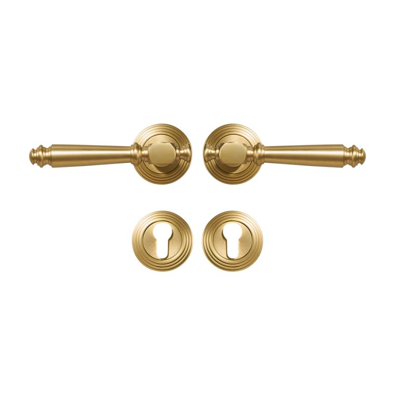 

Dooroom Brass Door Lock Set Modern Brass Black Interior Bedroom Bathroom Double Wood Door Lever Set Dummy Handle Knob