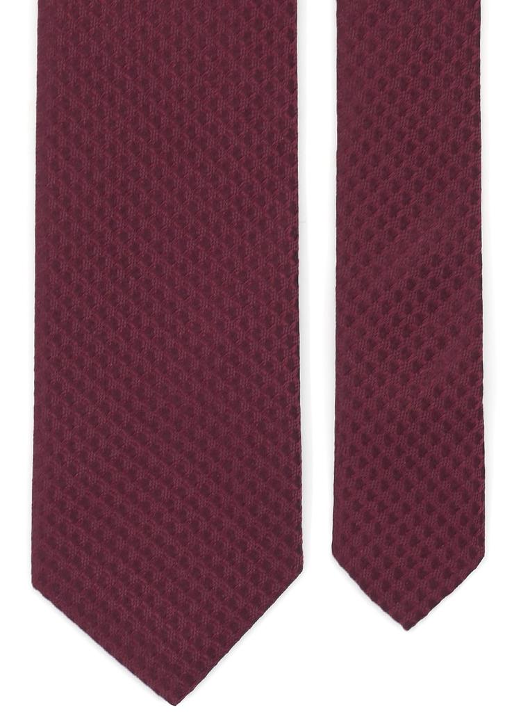 [This color] Business Necktie (7cm width) 100% Silk, Plain, for Interviews, Job Hunting, and Employment (Wine Red)