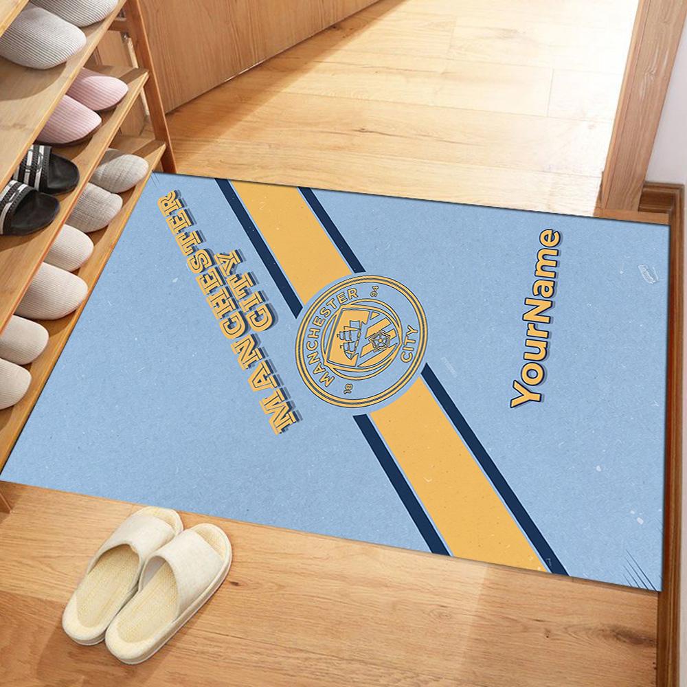 Manchester City Customize Text Area Rug Suitable for Game Room Study room Outdoor Foyer Anti-slip Rug Office home decor Gift for Festivals