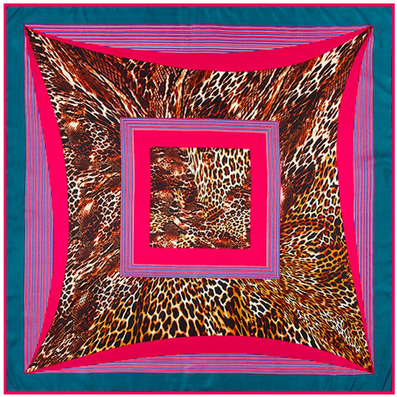 POBING Silk Scarf Women Square Scarves Wraps Cashew Floral Print Neckerchief Female Foulards Silk Hijabs Lady Bufandas 100x100CM
