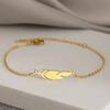 Stainless Steel Bracelets Classic Simple Feather Design Pendant Chains Fashion Charms Bracelet For Women Zircon Party Male Gift