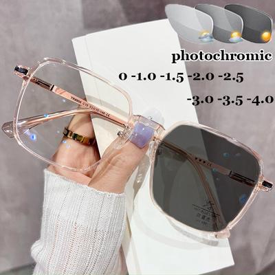 Fashion Trend Photochromic Minus Glasses Finished Optical Prescription Myopia Eyewear Luxury Women Outdoor Near Sight Sunglasses