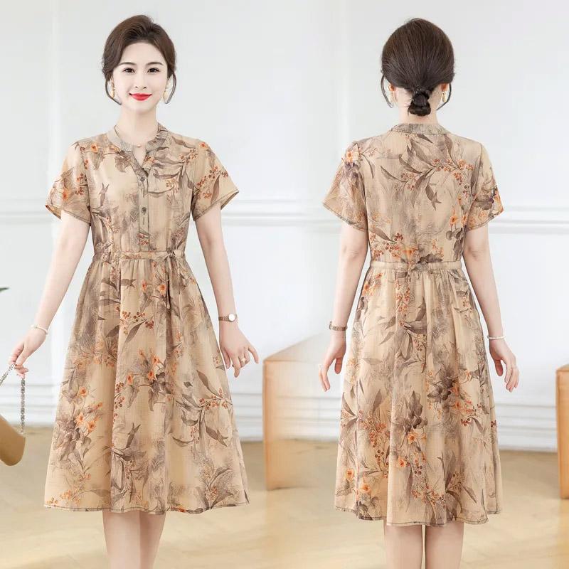 Sukně pro ženu Léto Nadměrná velikost Volná Květinová Vintage Sukně Ležérní Tištěná Měkké Dlouhé Dovolenkové Šaty