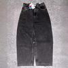 Mens Y2K Streetwear Loose Fit High Waist Denim Jeans With Cartoon Print Casual Straight Leg Trousers