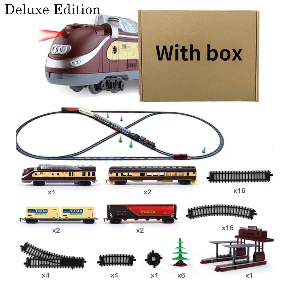 City Super Long Train Track Cargo Car Carriage Wagons Passenger Model Accessories Classical Electric Set Children Train Toy