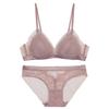 French sexy underwear women's eyelashes lace rimless bra thin cotton triangle cup gather bra bra bra