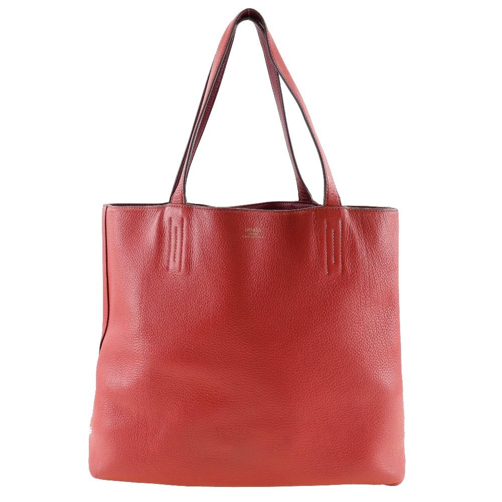 

HERMES Doble Sense 45 Tote Bag reversible Bougainvillea/Ruby Taurillon Clemence Women Used