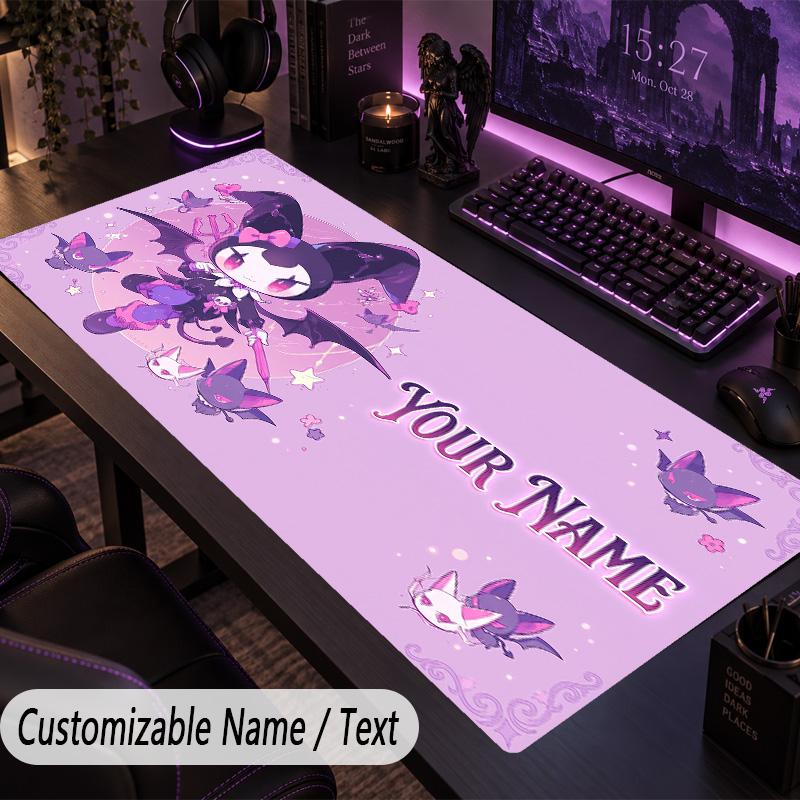 Custom Text Big Mousepad, Extended Desk Pad For Laptop Work GameKuromi