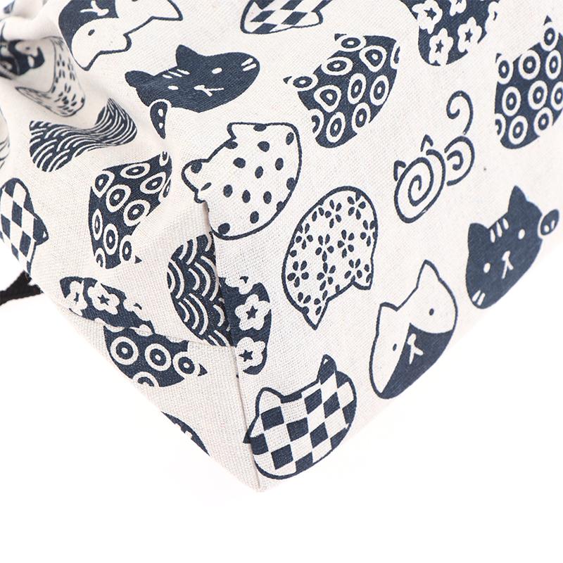 1Pc Japanese Style Drawstring Lunch Box Storage Bag For Travel Picnic Portable Easy Wash Bento Lunch Box Tote Pouch