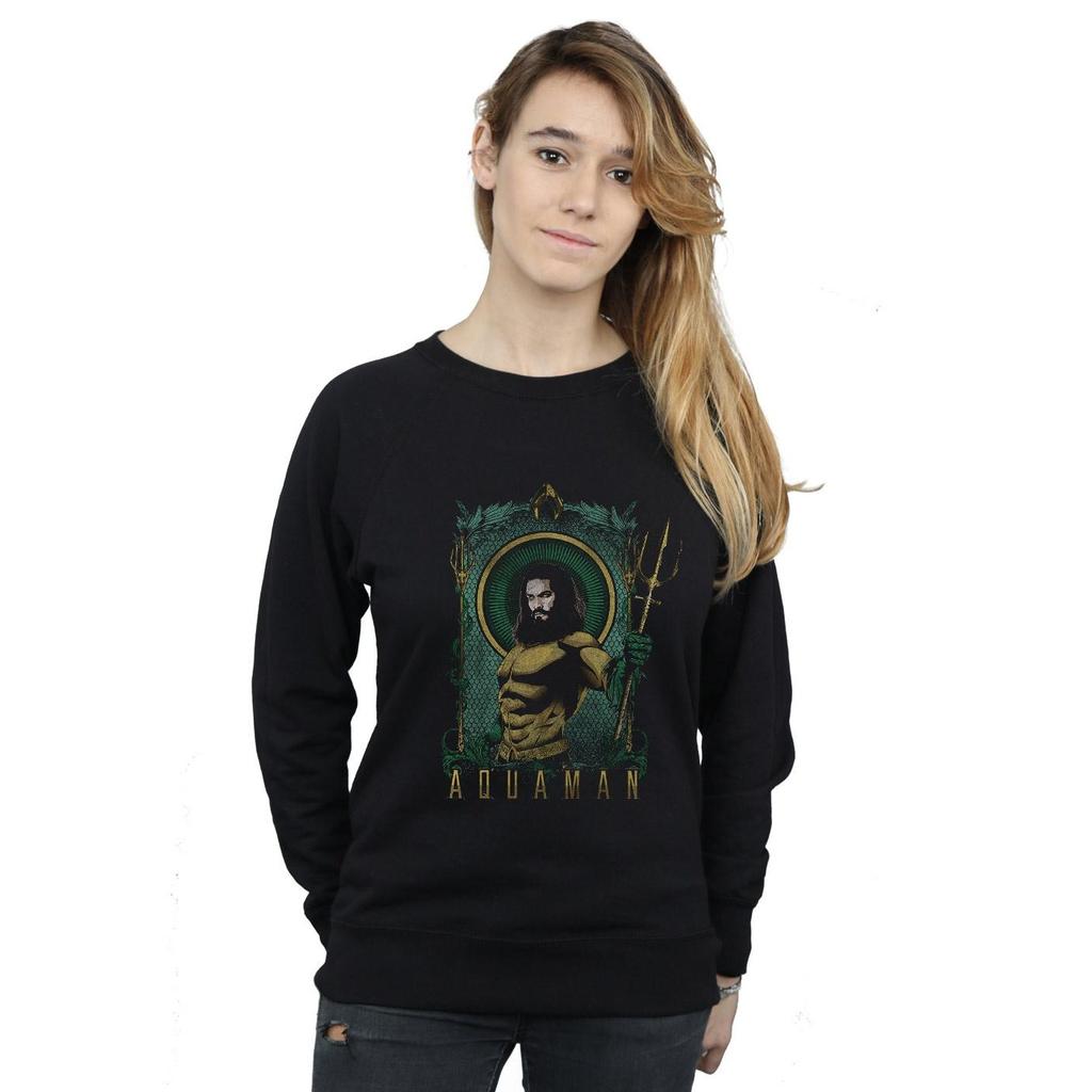 DC Comics Womens/Ladies Aquaman Framed Trident Sweatshirt