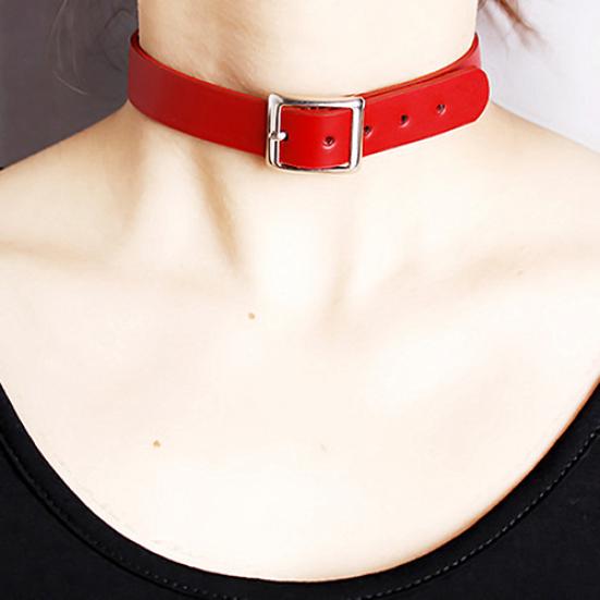 Punk Faux Leather Belt Choker Collar Necklace Women's Club Jewelry Birthday Gift