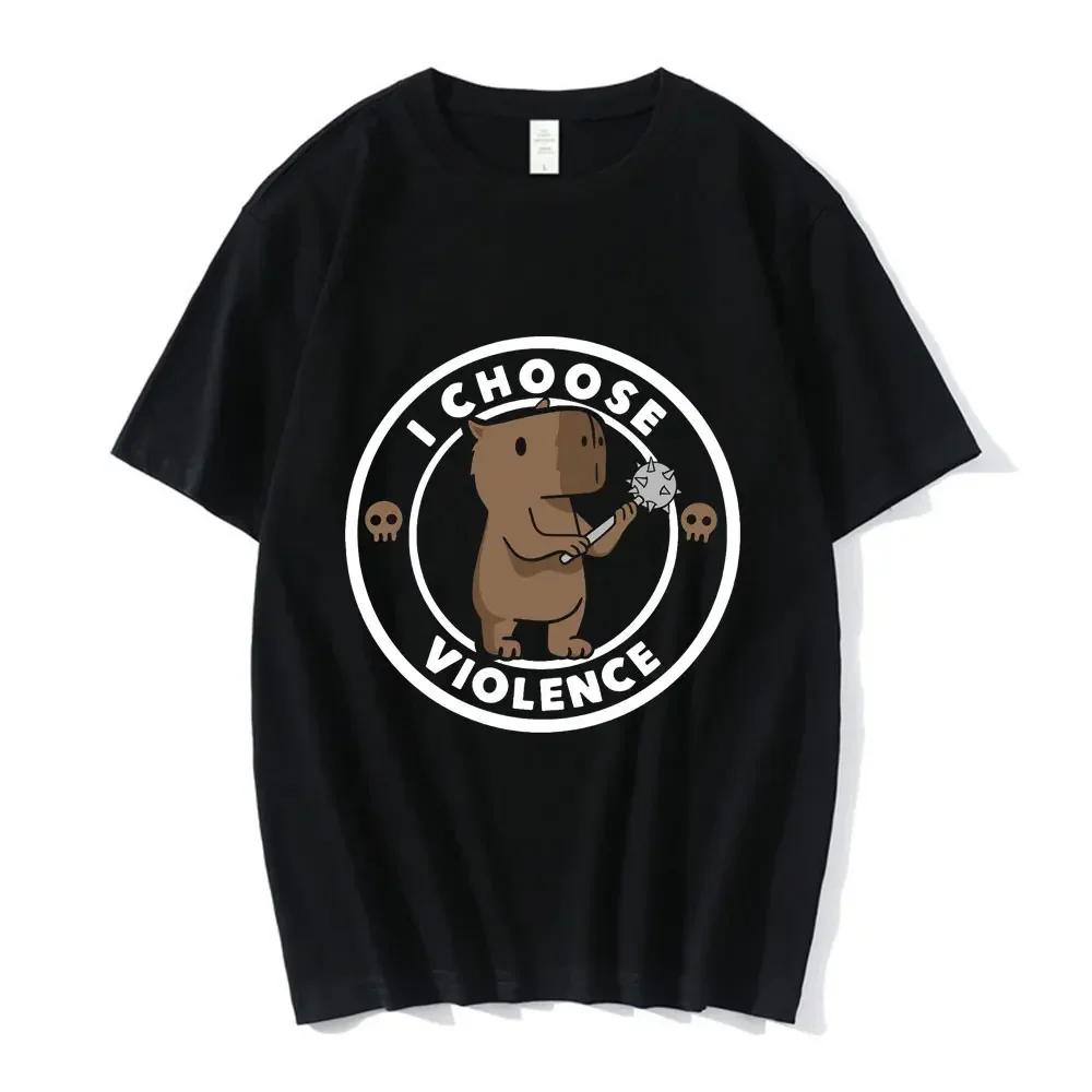 

I Choose Violence T Shirt Funny Capybara Slogan Tshirts Unisex Women Cotton Casual Short Sleeve Oversized T Shirts Streetwear 4XL