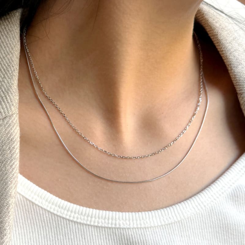 

by hyeres [925 silver] Two line layered necklace (Silver) BH7N40708W9450 single type