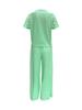 European Summer Pink Linen Women's Two-Piece Set: Short Sleeve Top & Wide-Leg Pants