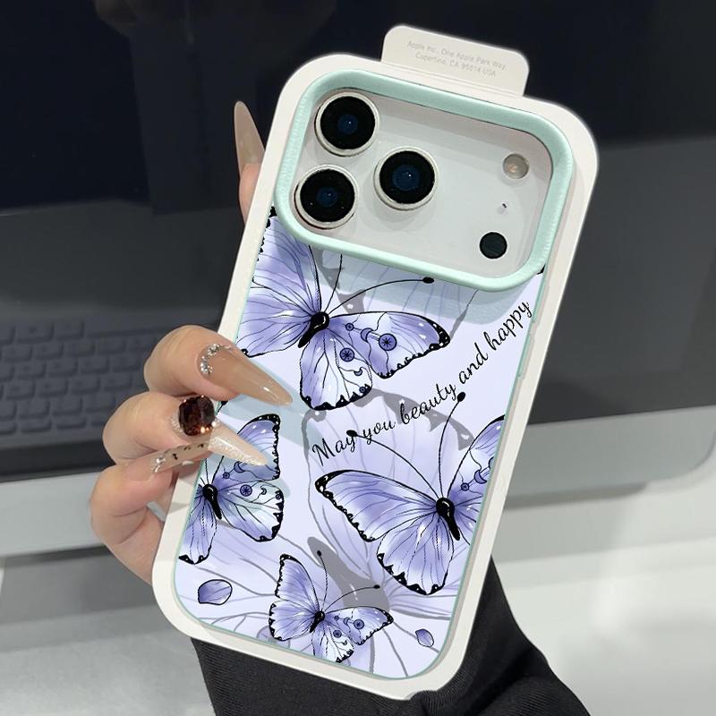 Fantastic Butterfly Print Case For iPhone 17 18 Pro Max Leather Texture Silicone Cover For iPhone 16 15 14 13 Pro Max 17E