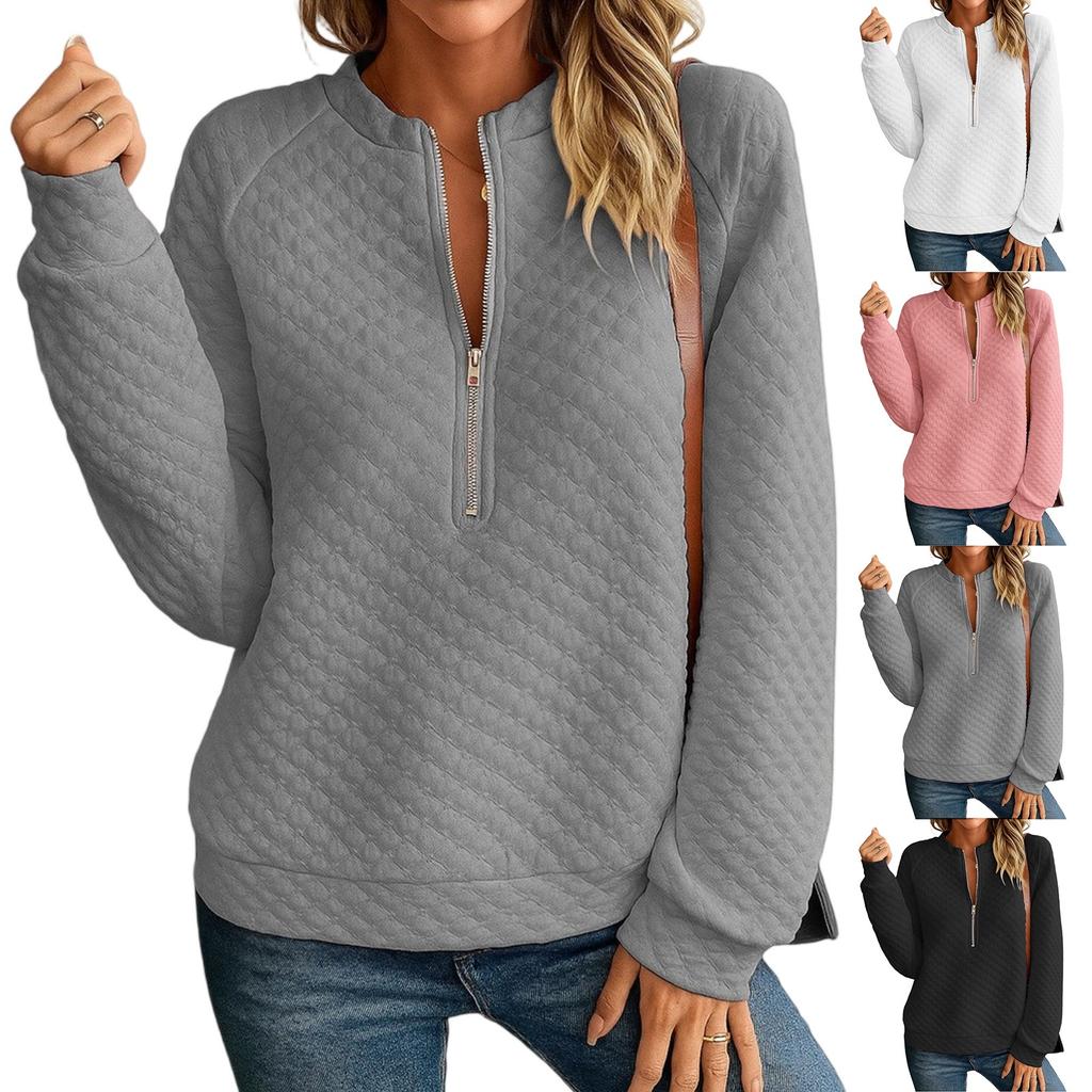 Women's Fashionable Long-sleeved Pullover Solid-color Top