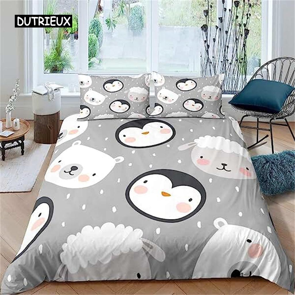 Cartoon Sheep Family Duvet Cover Farmhouse Animals Comforter Cover For Kids Boys Girl Pasture Sheep Quilt Cover Child Room Decor