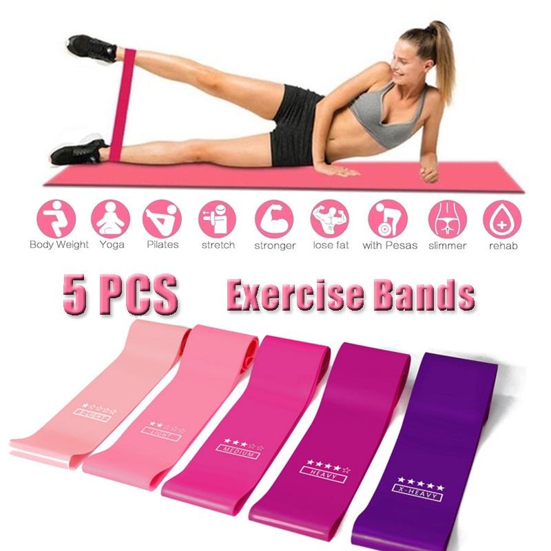 Buy 5pcs Exercise Elastic Resistance Bands Set Natural Latex Workout