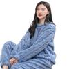 2025 Herbst/Winter Damen Verdicktes Korallenfleece Flanell Pyjama Set mit langem Cardigan, Übergröße, Warme Homewear.