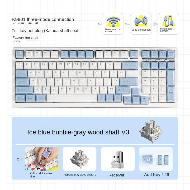 MCHOSE K980: Plně přizpůsobitelná mechanická klávesnice s funkcí Hot-swap s plnou klávesou, bezdrátovým Bluetooth a herní klávesnicí ve třech režimech