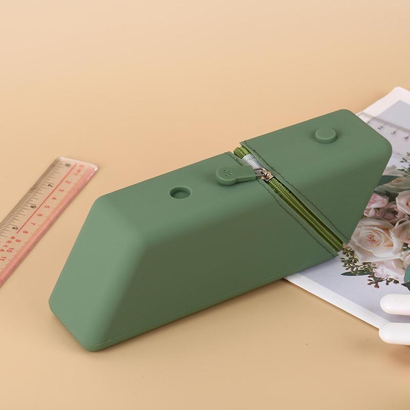 

1Pcs Silicone Pencil Case Large Capacity Student Pencil Case Gradient Rectangular Stationery Organizer Pencil Case